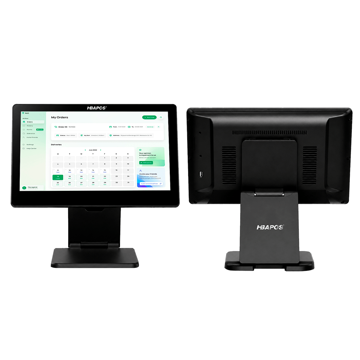 HBA-GM100 All-in-One POS Terminal Front & Rear View-min