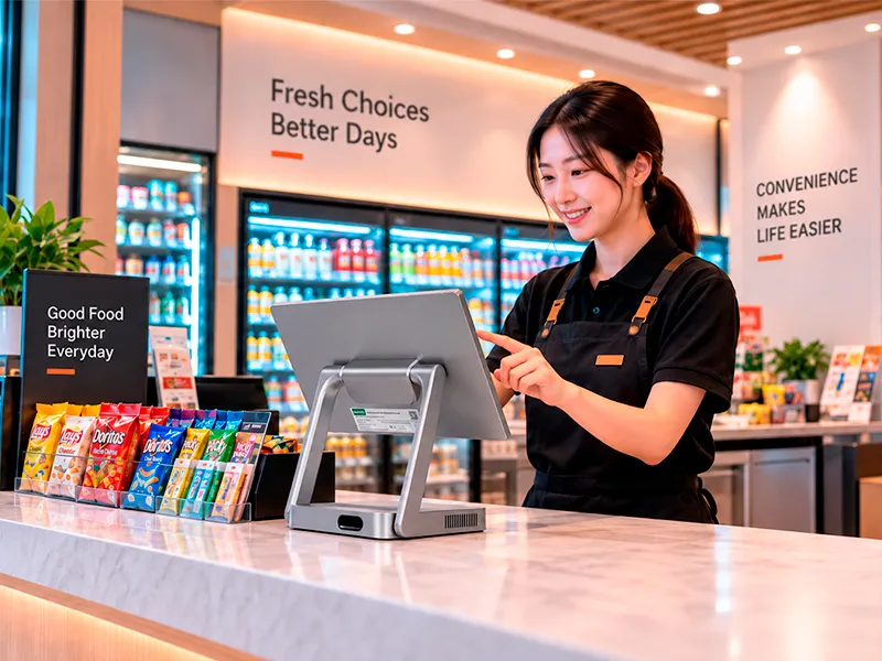 Slim Aluminum POS Terminal for Convenience Store Checkout